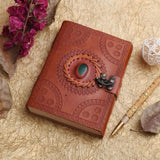 Leather Journal with stone & Metal Lock