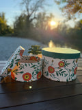 handmade Flowers print round box set of 2 boxes